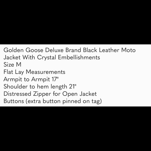 Golden Goose Deluxe Brand Black Leather Moto Jacket With Crystal Embellishments - Picture 6 of 6
